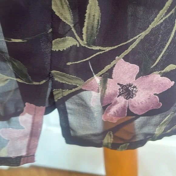 Vintage 90’s Express floral flare mini skirt lined brown pink women’s size 5 6 - Picture 6 of 10